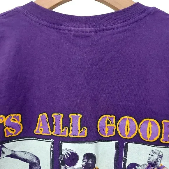 Vintage 2002 Los Angeles Lakers Tree Peat Fever Playoffs Mens T-Shirt XL Purple